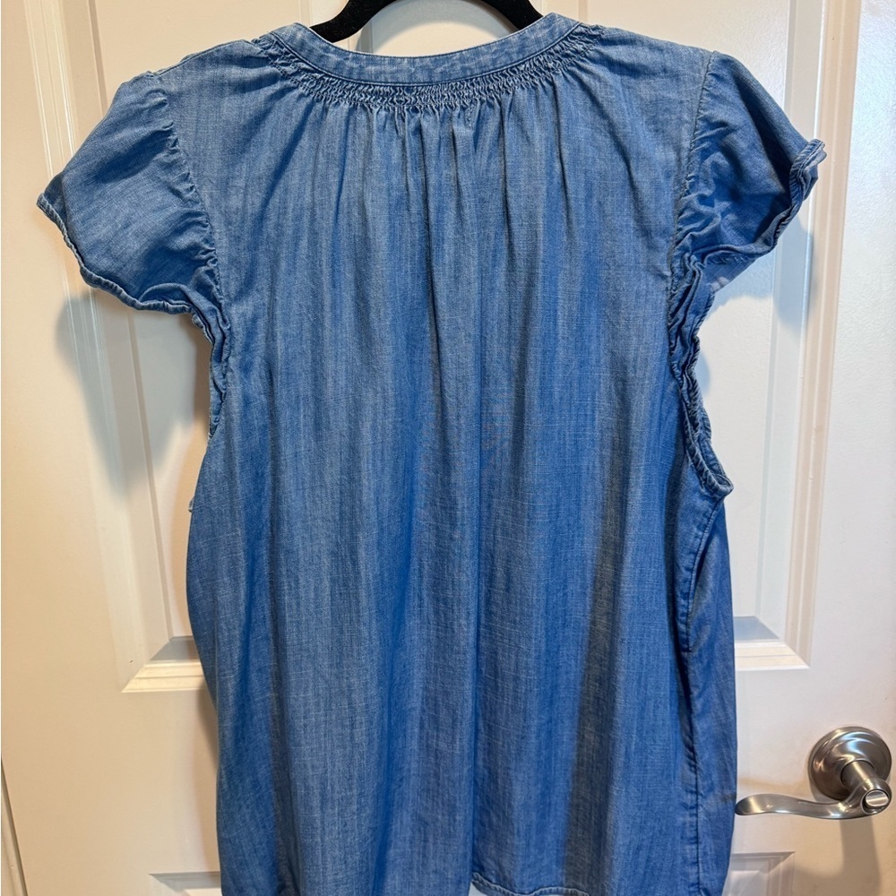 LC Lauren Conrad Blue Tie-Front Blouse - Picture 3 of 4